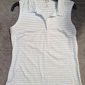adidas Blue and White Striped Tank Top